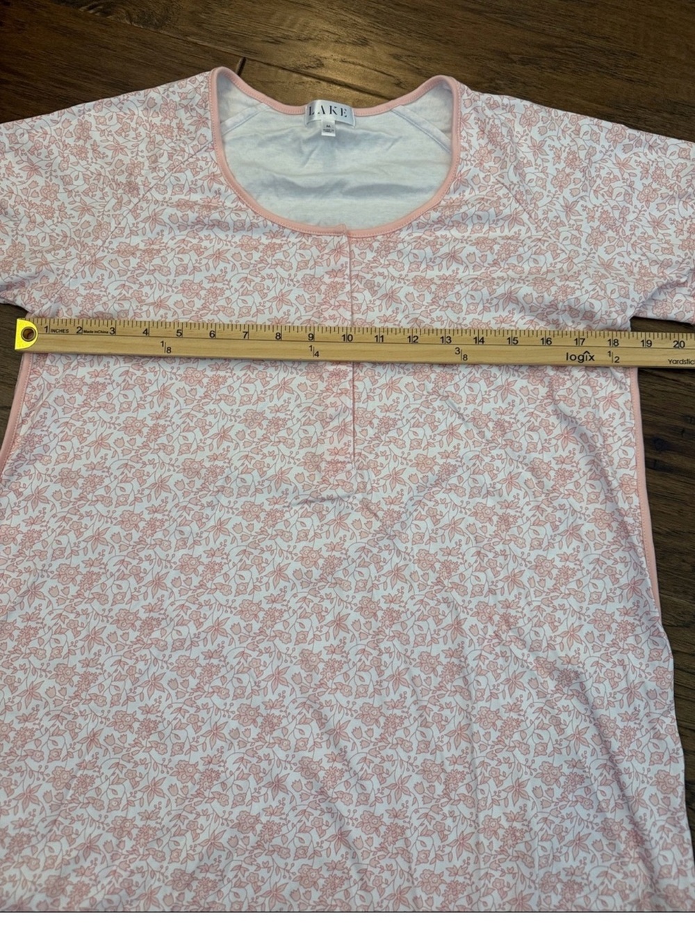 LAKE Pajama Pink Floral Short Sleeve button Top Only - Picture 2 of 5